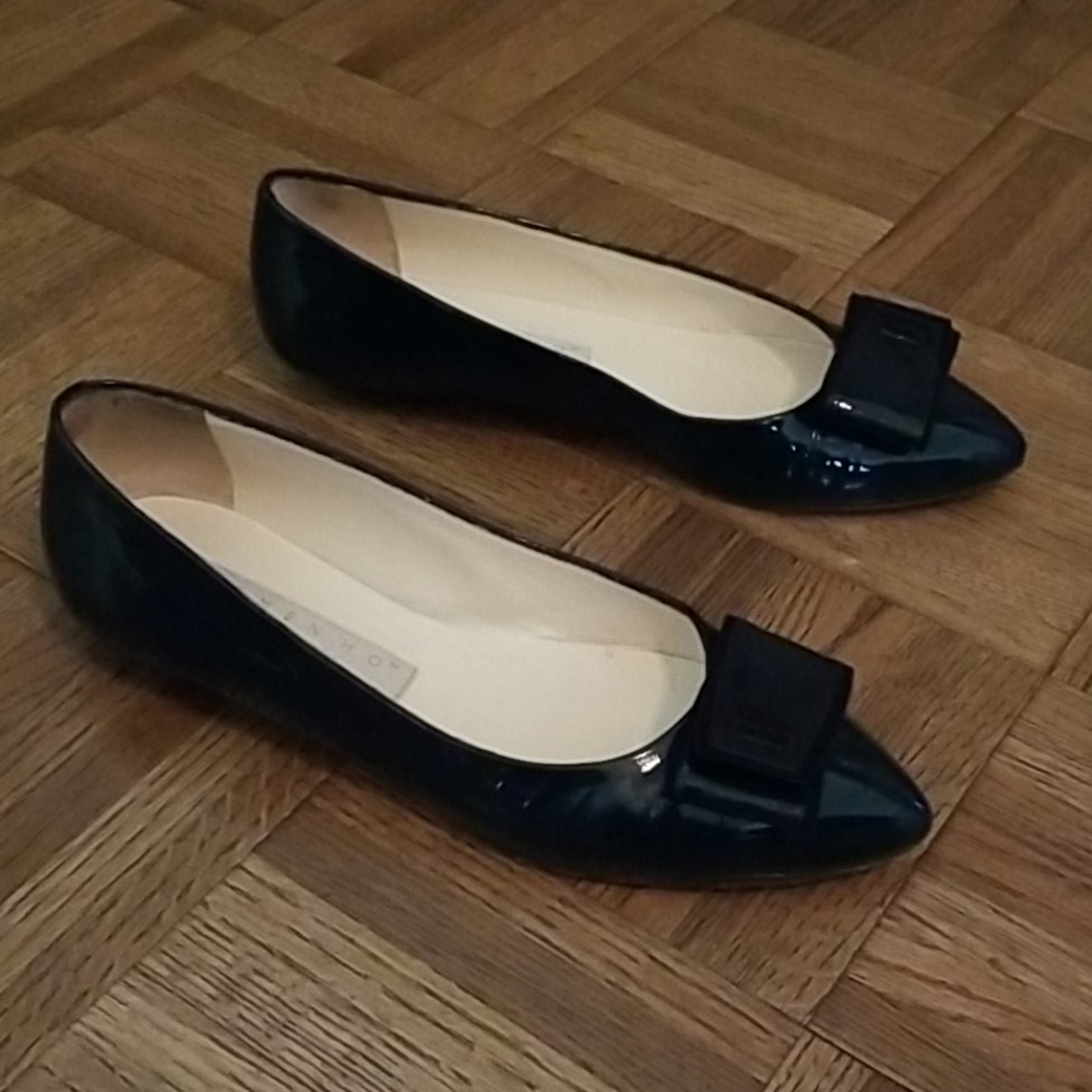Carmen Ho Sz 40 Patent Leather Navy Flats